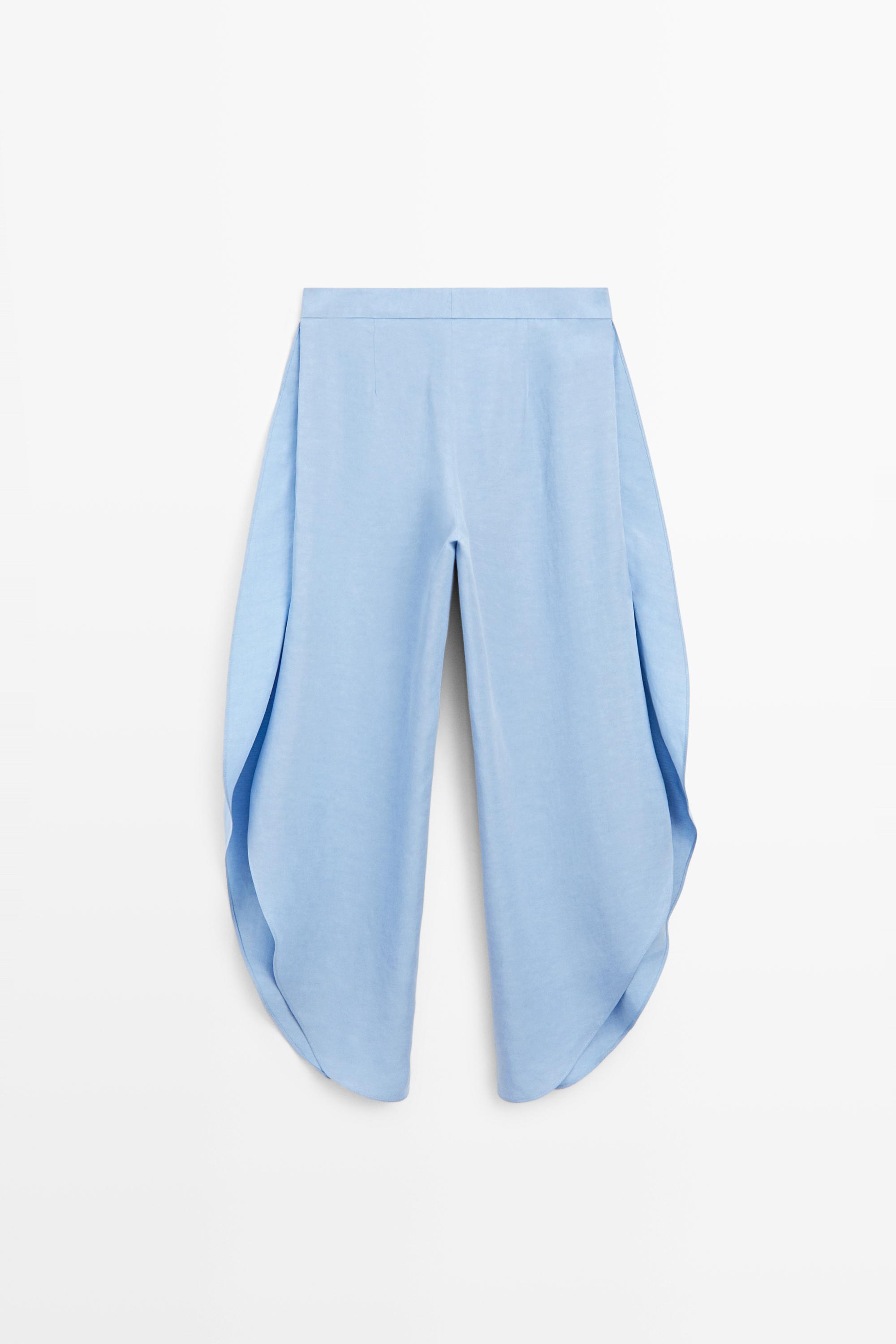 Voluminous flowing linen blend pants